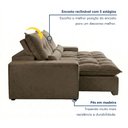 Ver imagem 5 de Sofá Retrátil e Reclinável 3 Lugares 230cm Avalon Super Pillow Veludo Marrom