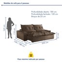 Ver imagem 3 de Sofá Retrátil e Reclinável 4 Lugares 230cm Avalon Super Pillow 