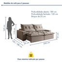 Ver imagem 3 de Sofá Retrátil e Reclinável 4 Assentos Veludo Cinza Avalon Super Pillow 250cm