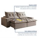 Ver imagem 7 de Sofá Retrátil e Reclinável 4 Assentos Veludo Cinza Avalon Super Pillow 250cm