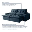 Ver imagem 5 de Sofá Retrátil e Reclinável 3 Lugares 250cm Avalon Super Pillow Azul Veludo Marinho