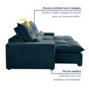 Ver mais imagens de Sofá Retrátil e Reclinável 3 Lugares 250cm Avalon Super Pillow Azul Veludo Marinho