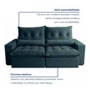 Ver imagem 6 de Sofá Retrátil e Reclinável 3 Lugares 250cm Avalon Super Pillow Azul Veludo Marinho