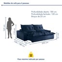 Ver imagem 3 de Sofá Retrátil e Reclinável 4 Lugares 250cm Avalon Super Pillow 