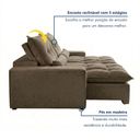 Ver imagem 6 de Sofá Retrátil e Reclinável 3 Lugares 250cm Avalon Super Pillow Veludo Marrom