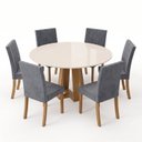Ver imagem 3 de Conjunto Sala de Jantar Mesa Lisa 140cm com Tampo MDF e Vidro Redonda 6 Cadeiras Lily