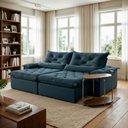 Ver imagem 1 de Sofá Retrátil e Reclinável 2 Lugares 200cm Diamond Super Pillow Azul Veludo Marinho