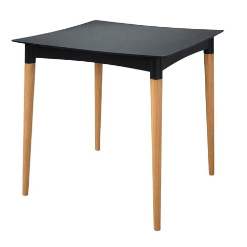 Mesa Diana Preta Tramontina 70cm em Polipropileno com Pernas de Madeira Natural