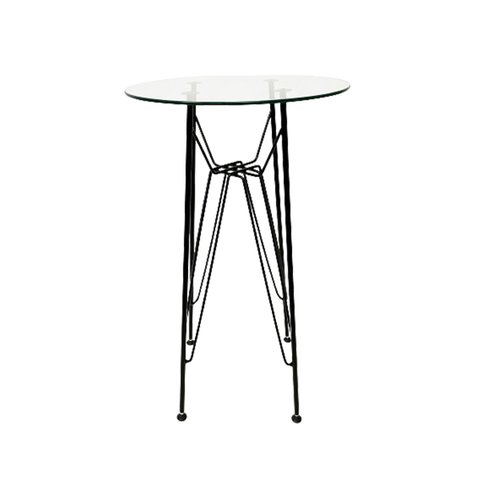 Base de Mesa Eames Bistrô Alta Ferro Eiffel Cor Preta com Tampo de Vidro Poltronas do Sul Eifel
