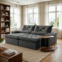 Ver imagem 1 de Sofá Retrátil e Reclinável 2 Lugares 200cm Diamond Super Pillow Cinza Veludo Grafite