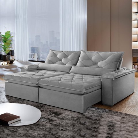 Sofá Retrátil e Reclinável 4 Lugares 220cm Diamond Super Pillow 