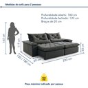 Ver imagem 3 de Sofá Retrátil e Reclinável 2 Lugares 220cm Diamond Super Pillow Cinza Veludo Grafite