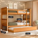 Ver imagem 2 de Treliche Solteiro Madeira Maciça Reforçada C/ Cama Auxiliar