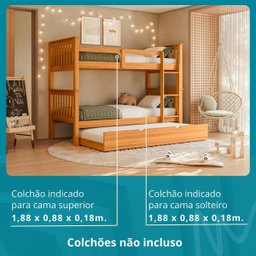 Treliche Solteiro Madeira Maciça Reforçada C/ Cama Auxiliar - 4
