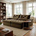 Ver imagem 1 de Sofá Retrátil e Reclinável 3 Lugares 240cm Diamond Super Pillow Veludo Marrom