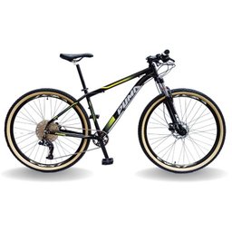 BICICLETA 29 PUMABIKE 12V ABSOLUTE, FREIO HID, PDV ALUM, SUSP TRAVA GUIDÃO, PRETO COM BRANCO E AMARE - 1