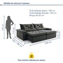 Ver imagem 3 de Sofá Retrátil e Reclinável 4 Lugares 240cm Diamond Super Pillow
