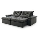 Ver imagem 2 de Sofá Retrátil e Reclinável 3 Lugares 240cm Diamond Super Pillow Cinza Veludo Grafite