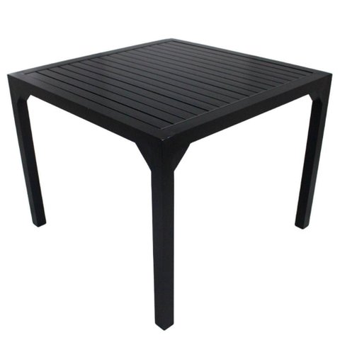 Mesa Quadrada Haiti 100cm Tampo Ripado em Alumínio Trama Preto