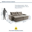 Ver imagem 3 de Sofá Retrátil e Reclinável 3 Lugares 280cm Diamond Super Pillow Veludo Cinza