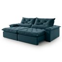 Ver imagem 2 de Sofá Retrátil e Reclinável 3 Lugares 280cm Diamond Super Pillow Azul Veludo Marinho