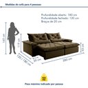 Ver imagem 3 de Sofá Retrátil e Reclinável 3 Lugares 280cm Diamond Super Pillow Veludo Marrom