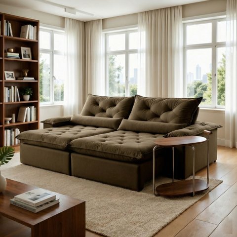 Sofá Retrátil e Reclinável 3 Lugares 280cm Diamond Super Pillow Veludo Marrom