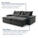 Ver imagem 4 de Sofá Retrátil e Reclinável 3 Lugares 280cm Diamond Super Pillow Cinza Veludo Grafite