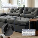 Ver imagem 6 de Sofá Retrátil e Reclinável 3 Lugares 280cm Diamond Super Pillow Cinza Veludo Grafite