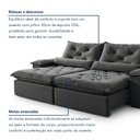 Ver imagem 5 de Sofá Retrátil e Reclinável 3 Lugares 280cm Diamond Super Pillow Cinza Veludo Grafite