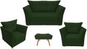 Ver imagem 1 de Kit Namoradeira + 2 Poltronas Decorativa Isis + 1 Puff Retangular Suede Verde Pés Madeira Ms Decor