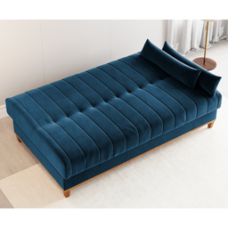 Sofa Cama Veneza 1,80 Reclinável 3 Lugares Veludo Azul - Casa Giulia - 2