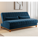 Ver imagem 1 de Sofa Cama Veneza 1,80 Reclinável 3 Lugares Veludo Azul - Casa Giulia
