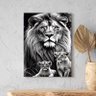 Quadro Decorativo Animais Leão e Seus Filhotes - 200x120 Cm - 1