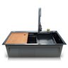 Kit Cuba Quadrada + Torneira Extensivel com Controle Temperatura Cascata Cesto e Tábua - Completa - 5