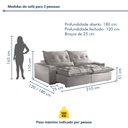 Ver imagem 3 de Sofá Retrátil e Reclinável 3 Lugares 210cm Avalon Super Pillow 