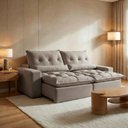Ver imagem 1 de Sofá Retrátil e Reclinável 2 Lugares 210cm Avalon Super Pillow Veludo Cinza