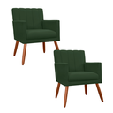 Ver imagem 1 de Kit 2 Poltronas Cadeiras Decorativa para Recepção Cecília Suede Verde - Incasa Decor