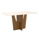 Ver imagem 1 de Mesa de Jantar Vértice 160 Cm Canto Arredondado com Vidro Nature Off White – Henn