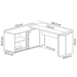 Mesa para Escritório Escrivaninha Home Office Orly A02 Olmo Branco - Lyam Decor - 4