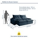 Ver imagem 3 de Sofá Retrátil e Reclinável 2 Lugares 210cm Avalon Super Pillow Azul Veludo Marinho