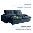Ver imagem 6 de Sofá Retrátil e Reclinável 2 Lugares 210cm Avalon Super Pillow Azul Veludo Marinho