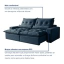 Ver imagem 4 de Sofá Retrátil e Reclinável 2 Lugares 210cm Avalon Super Pillow Azul Veludo Marinho