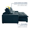 Ver imagem 7 de Sofá Retrátil e Reclinável 2 Lugares 210cm Avalon Super Pillow Azul Veludo Marinho