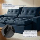 Ver mais imagens de Sofá Retrátil e Reclinável 2 Lugares 210cm Avalon Super Pillow Azul Veludo Marinho