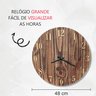 Relógio Parede Grande de Madeira Rústico Decoração Verniz Cozinha Sala Área de Festas 48cm - 4