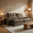 Ver imagem 1 de Sofá Retrátil e Reclinável 2 Lugares 210cm Avalon Super Pillow Veludo Marrom