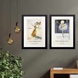 Kit 2 Quadros Obras Salvador Dalí - Mulheres 33x24cm - com Vidro:madeira Branca - 1