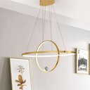 Ver mais imagens de Luminaria Lustre Pendente 2 Aneis Arcos Planeta Infinito Decoraçao Luxo Design Moderno Casa