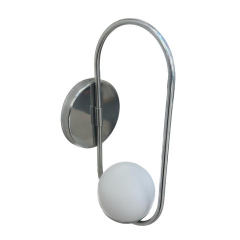 Arandela Sole Oval Cromado Polido com Esfera de Vidro Leitoso 1g9 Cod. 6075 - Metal Domado